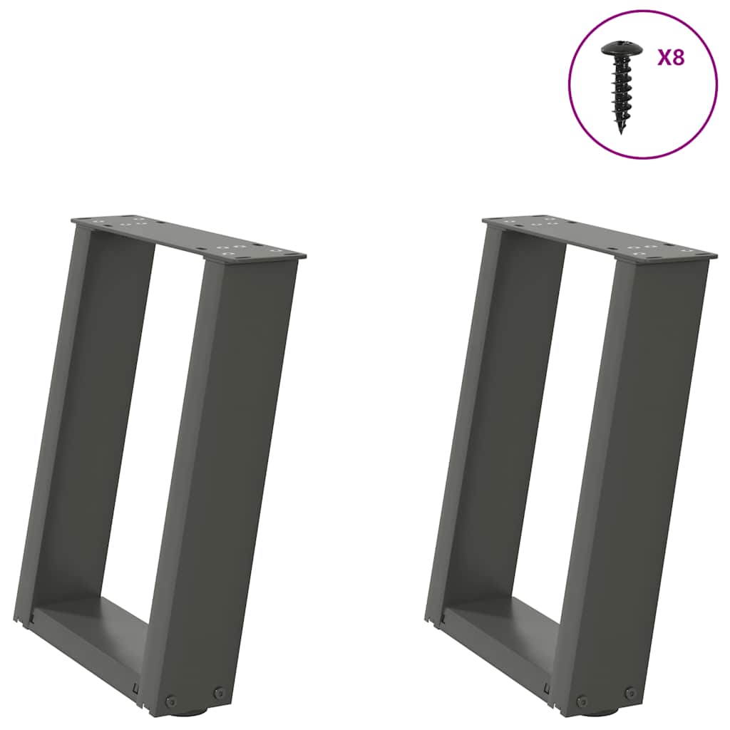 sofabordsben U-formet 2 stk. antracit 28 x (42-43) cm stål