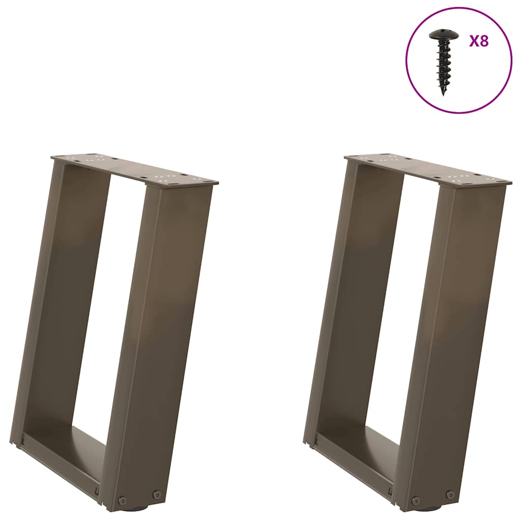 sofabordsben U-formet 2 stk. naturstål 28 x (42-43) cm stål