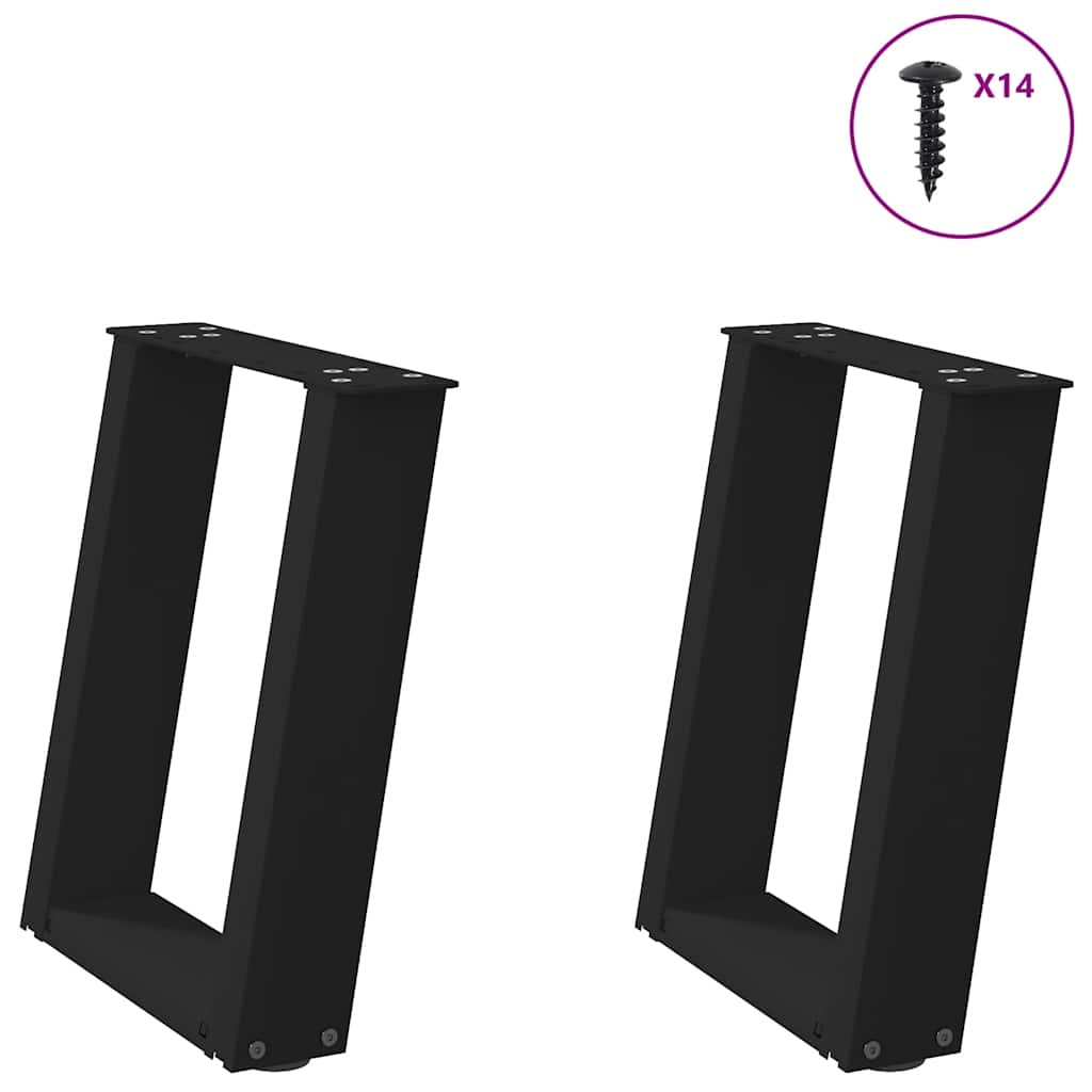 sofabordsben U-formet 2 stk. sort 38 x (42-43) cm stål