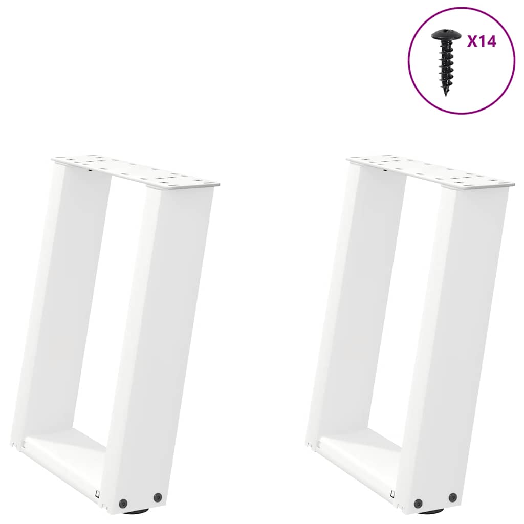 sofabordsben U-formet 2 stk. hvid 38 x (42-43) cm stål