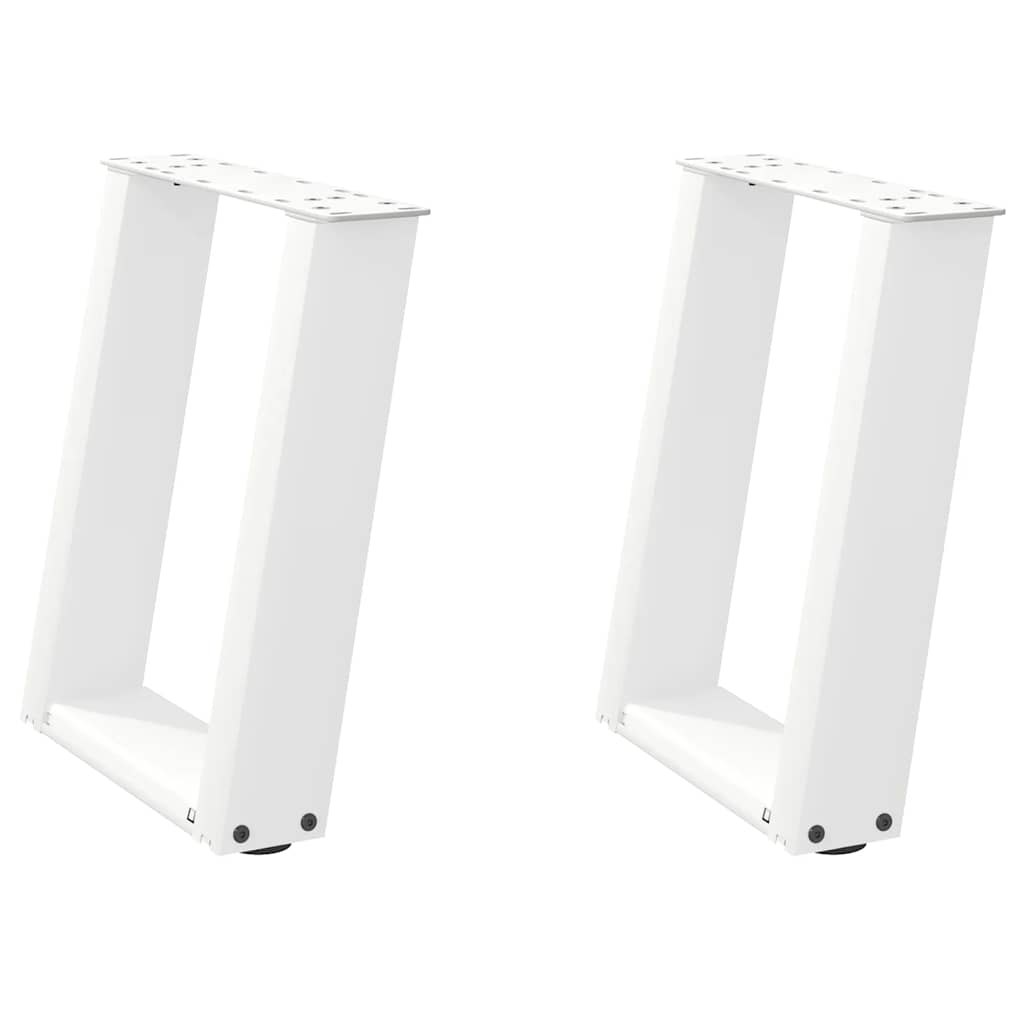 sofabordsben U-formet 2 stk. hvid 38 x (42-43) cm stål