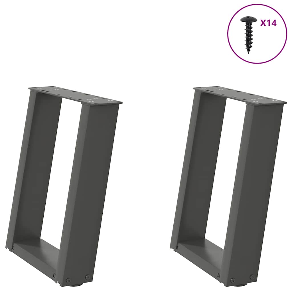 sofabordsben U-formet 2 stk. antracit 38 x (42-43) cm stål