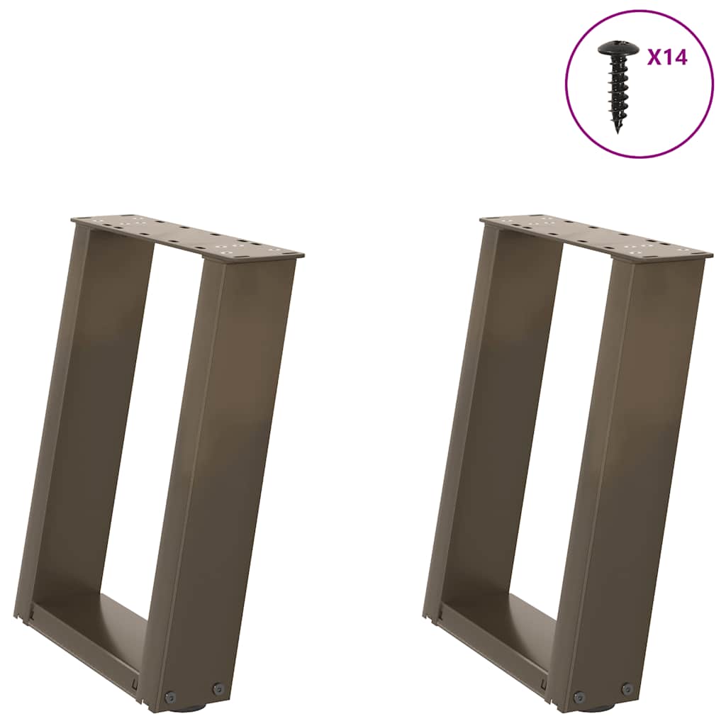sofabordsben U-formet 2 stk. naturstål 38 x (42-43) cm stål