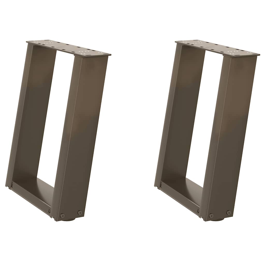 sofabordsben U-formet 2 stk. naturstål 38 x (42-43) cm stål