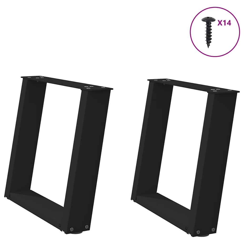sofabordsben U-formet 2 stk. sort 50x(42-43) cm stål
