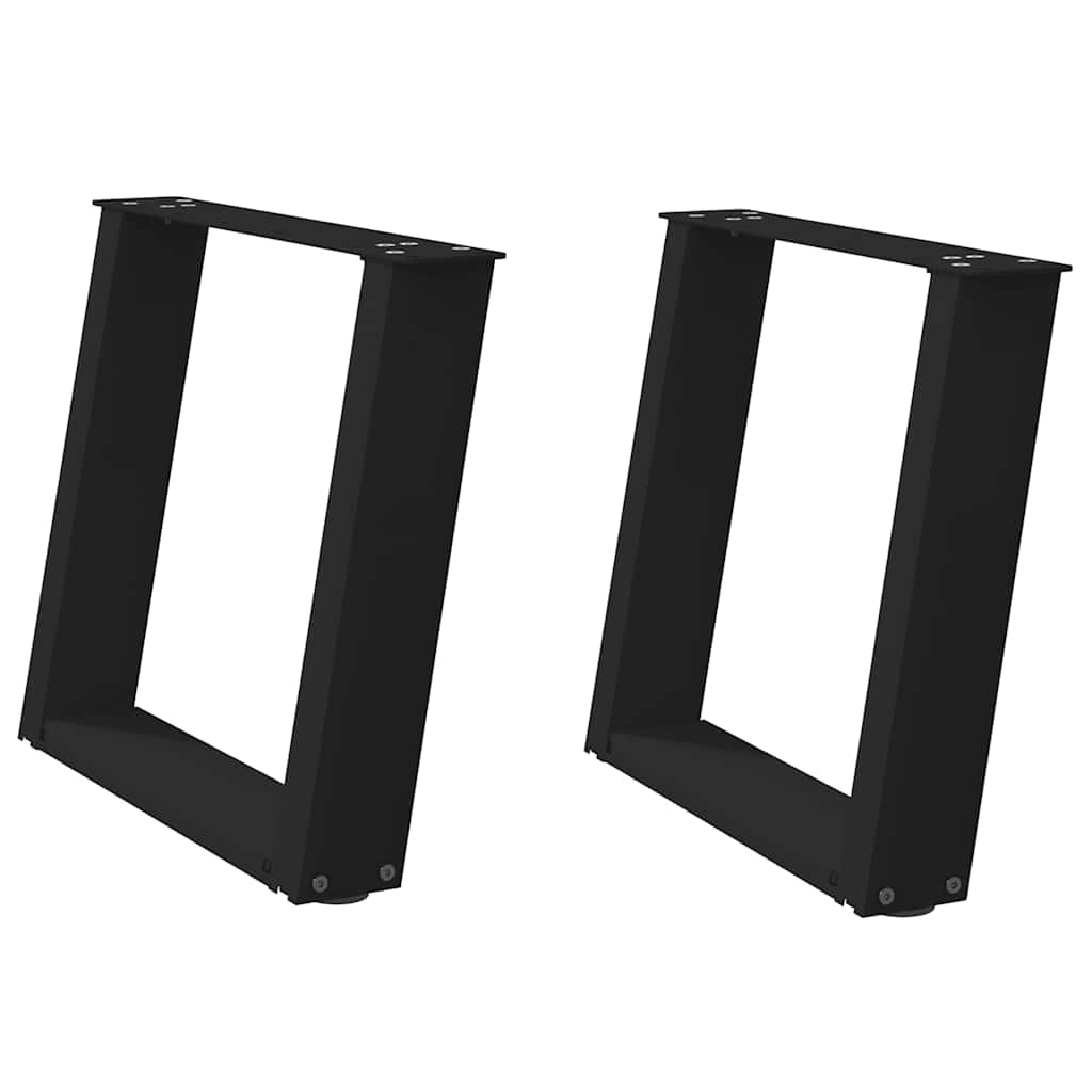 sofabordsben U-formet 2 stk. sort 50x(42-43) cm stål