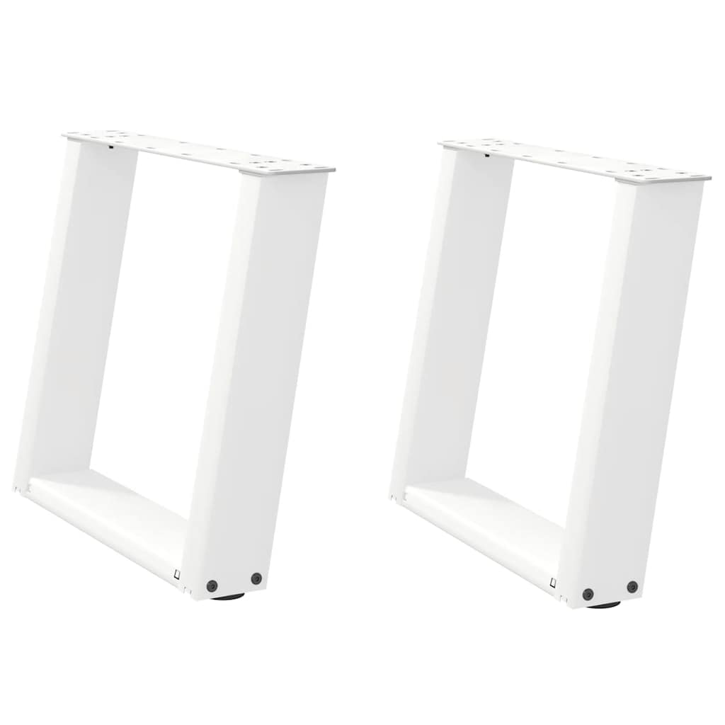 sofabordsben U-formet 2 stk. hvid 50x(42-43) cm stål