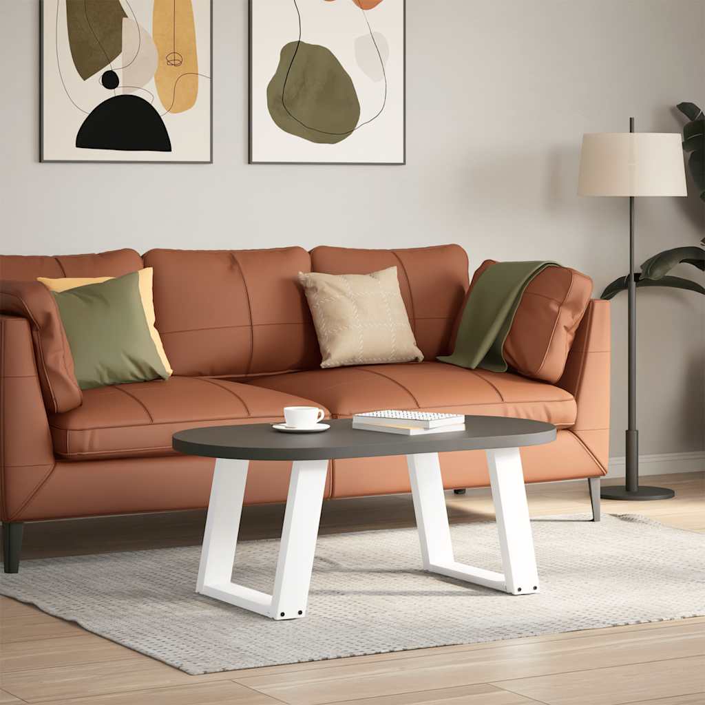 sofabordsben U-formet 2 stk. hvid 50x(42-43) cm stål