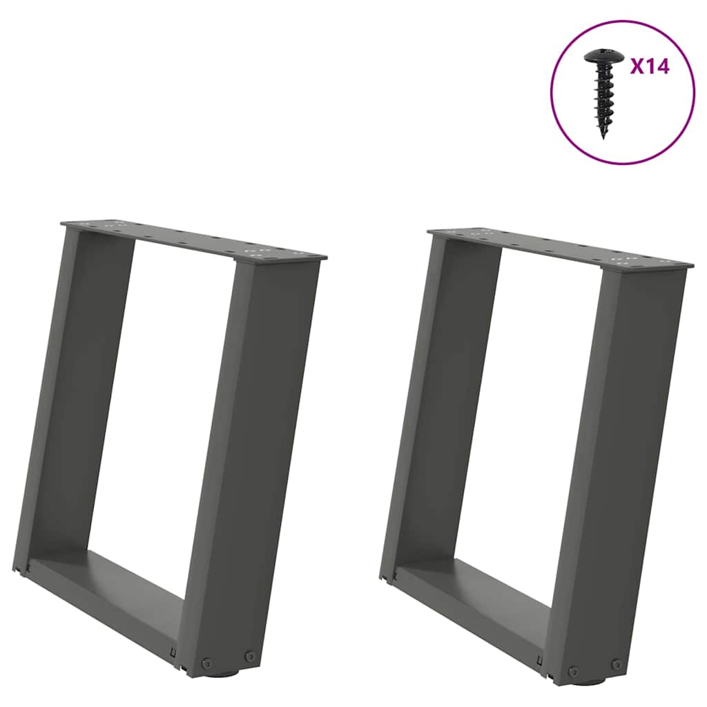 sofabordsben U-formet 2 stk. antracit 50x(42-43) cm stål