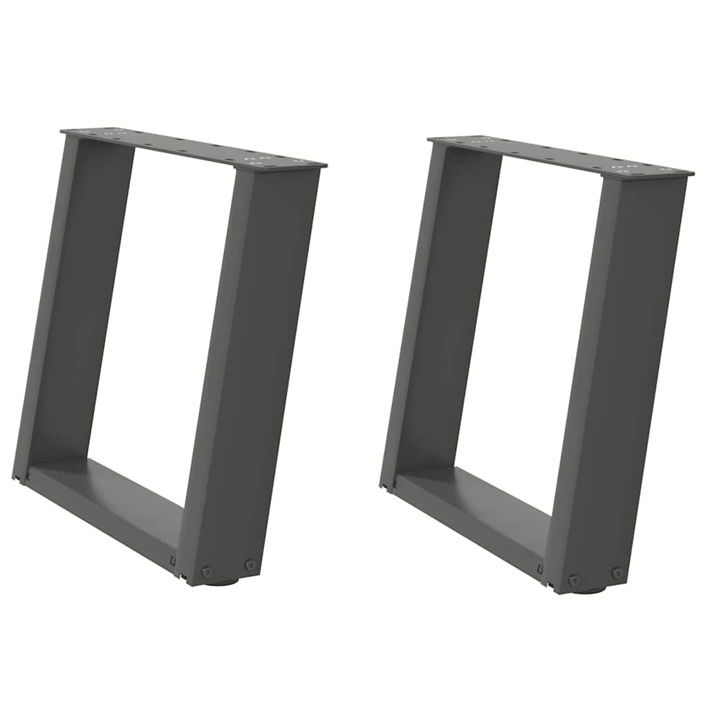 sofabordsben U-formet 2 stk. antracit 50x(42-43) cm stål