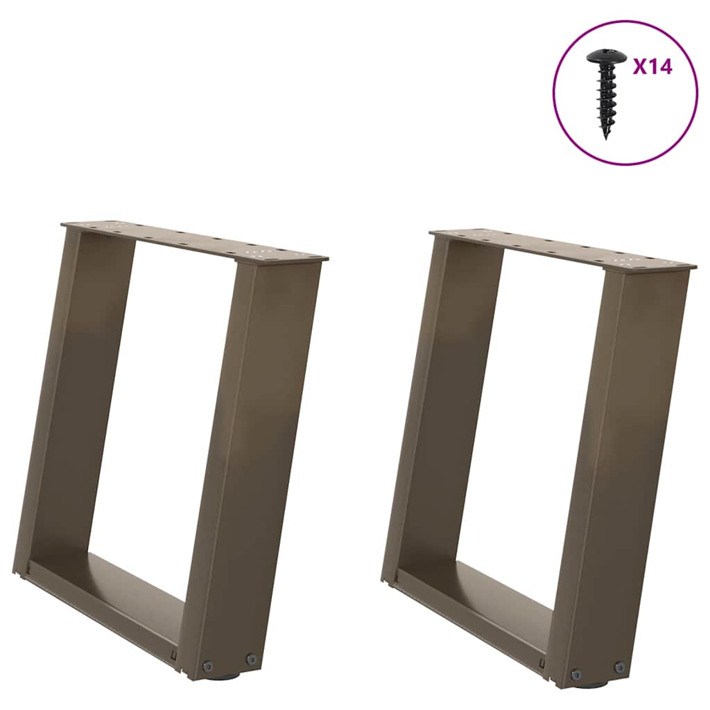 sofabordsben U-formet 2 stk. naturstål 50x(42-43) cm stål