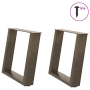 sofabordsben U-formet 2 stk. naturstål 50x(42-43) cm stål
