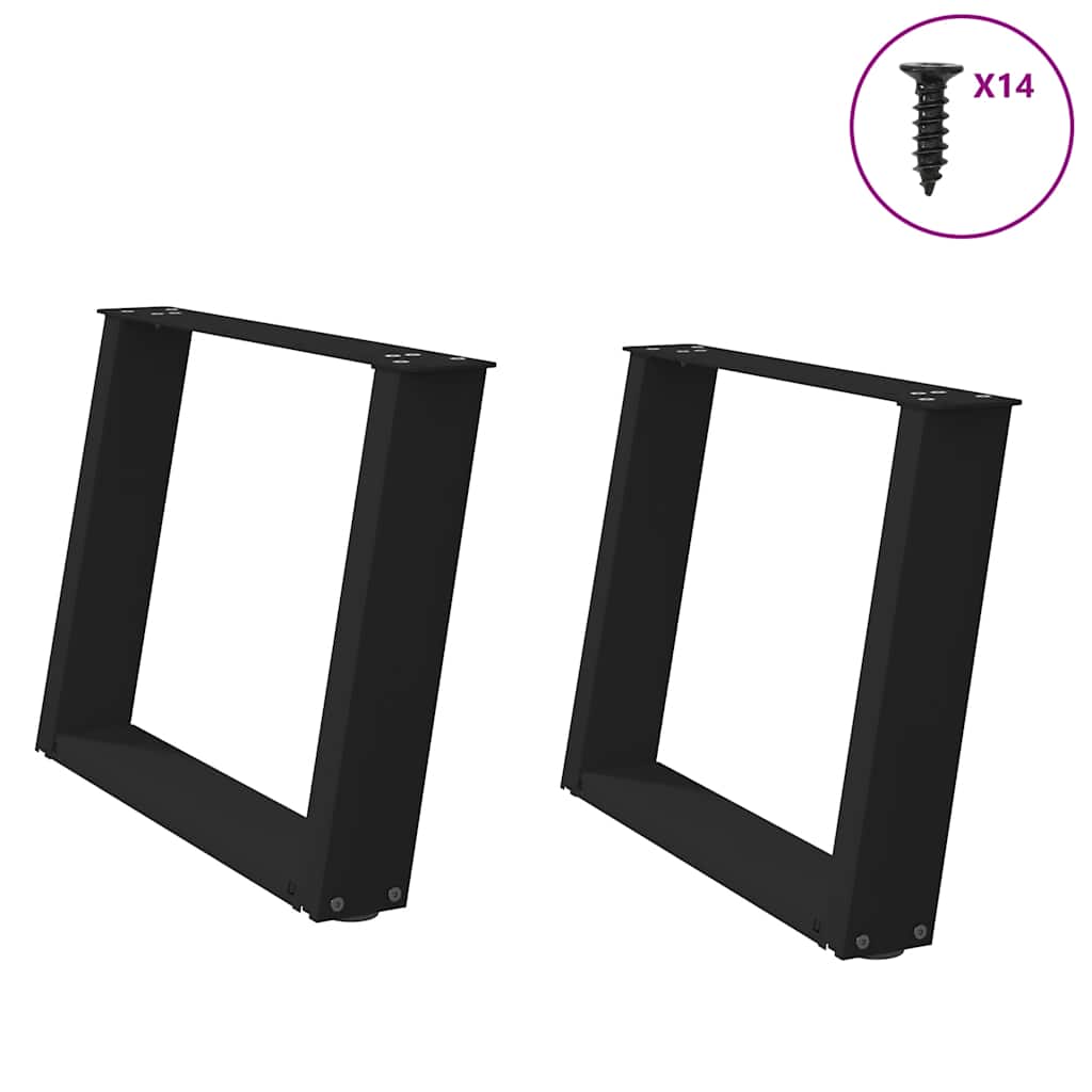 sofabordsben U-formet 2 stk. sort 60 x (42-43) cm stål