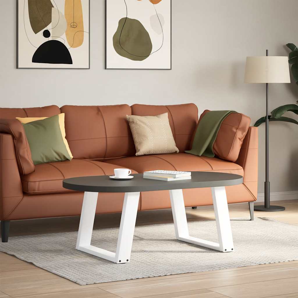 sofabordsben U-formet 2 stk. hvid 60 x (42-43) cm stål