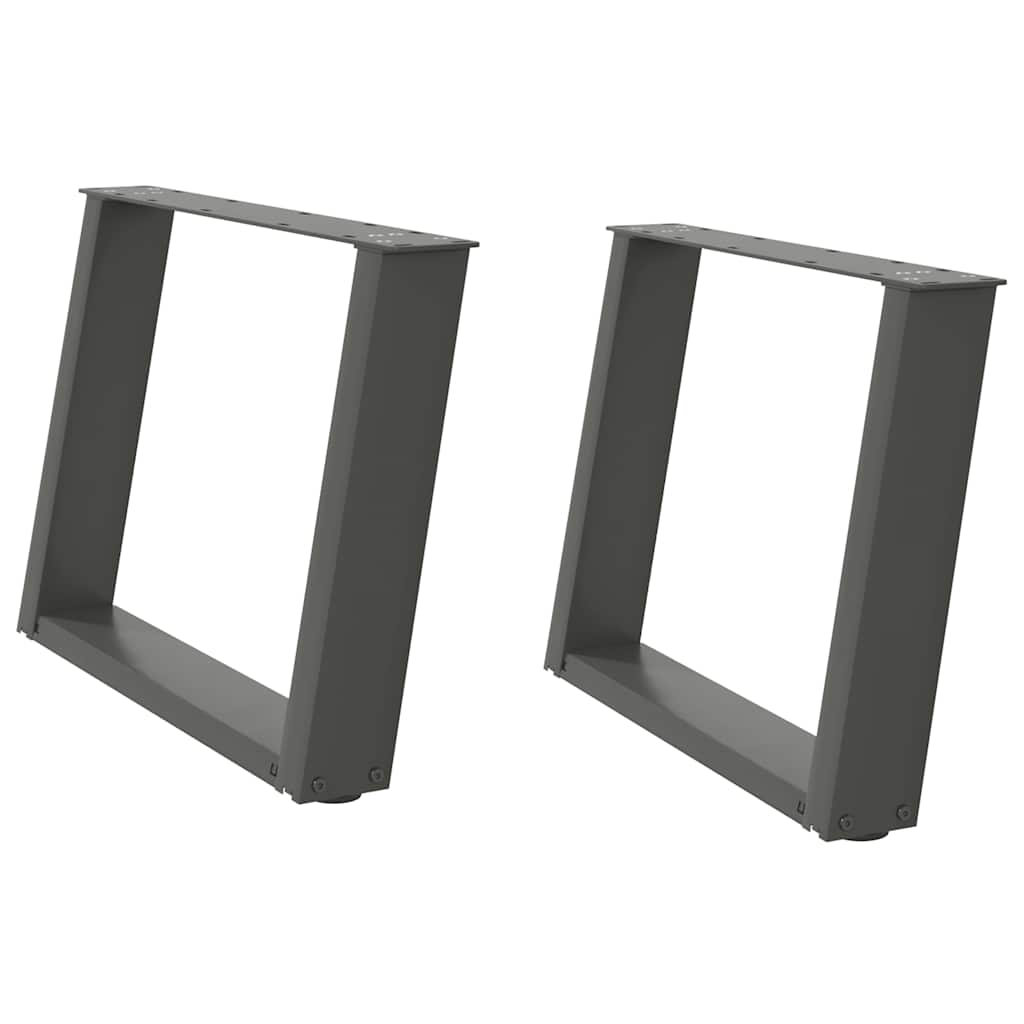 sofabordsben U-formet 2 stk. antracit 60x(42-43) cm stål