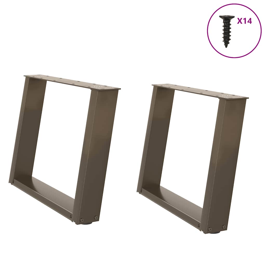 sofabordsben U-formet 2 stk. naturstål 60 x (42-43) cm stål