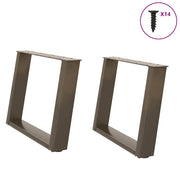 sofabordsben U-formet 2 stk. naturstål 60 x (42-43) cm stål