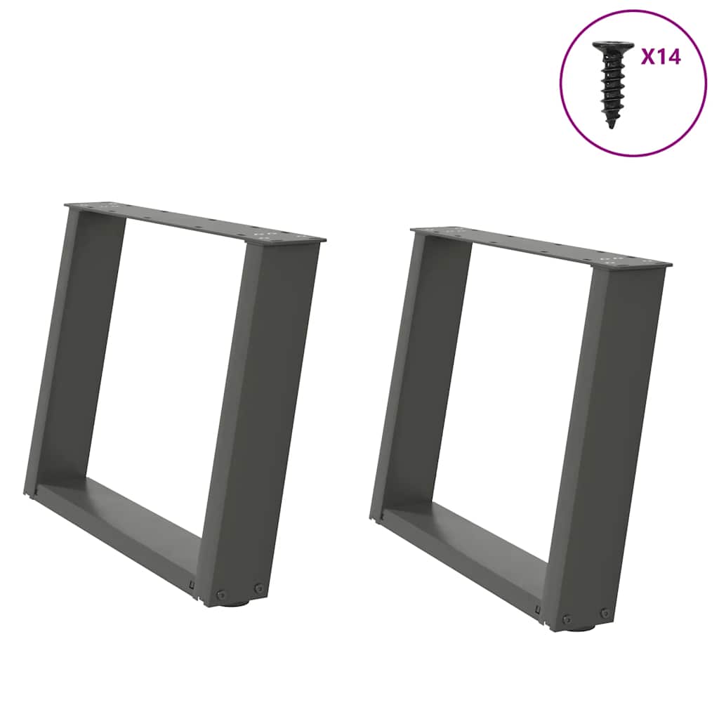sofabordsben U-formet 2 stk. antracit 70 x (42-43) cm stål