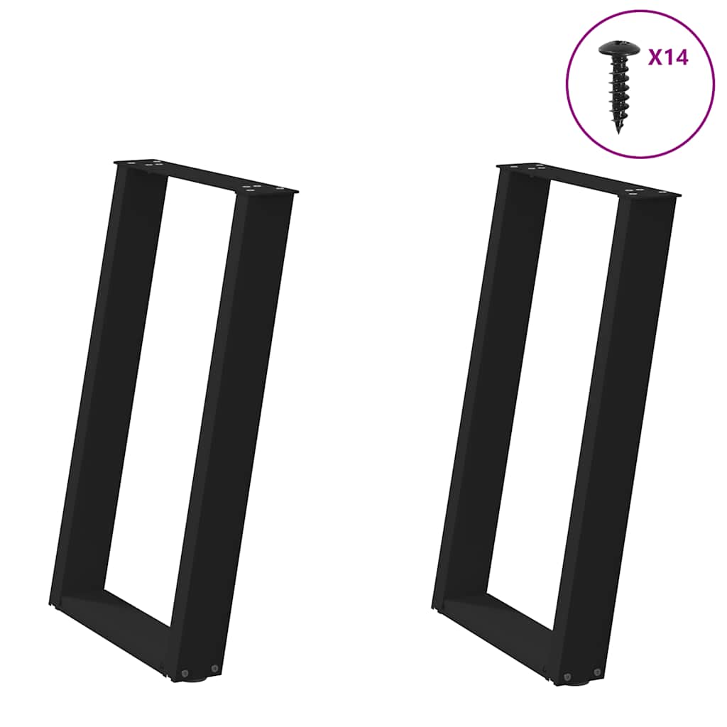 spisebordsben U-formet 2 stk. sort 50x(72-73) cm stål