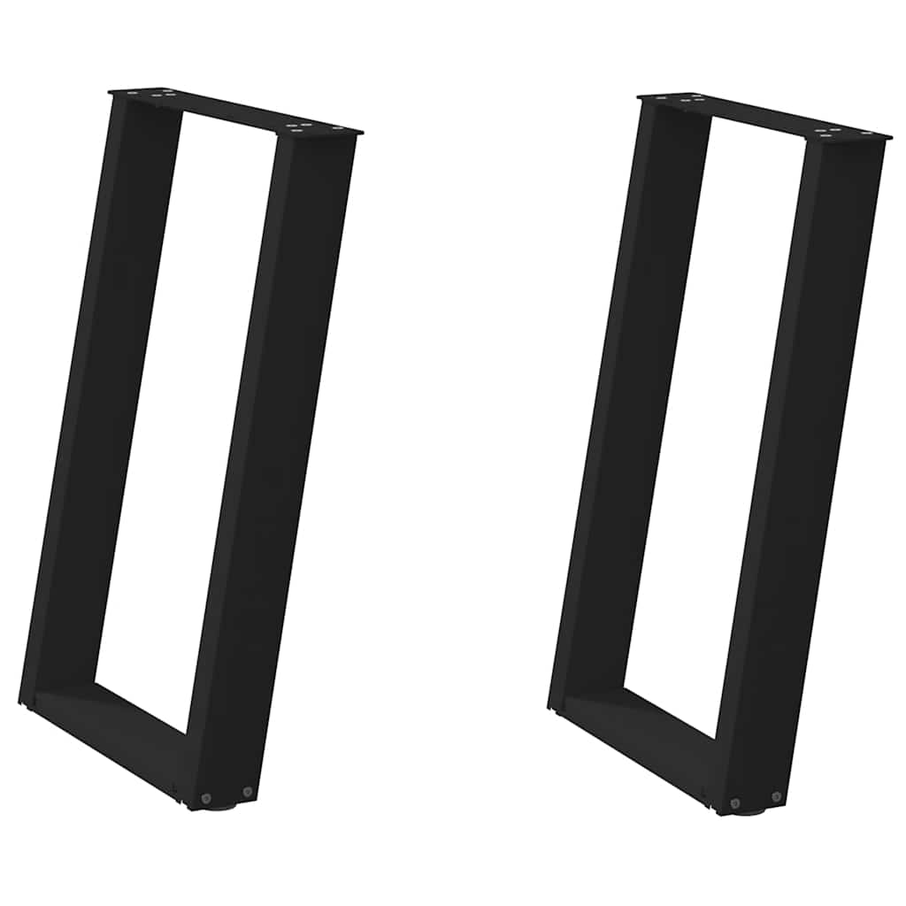 spisebordsben U-formet 2 stk. sort 50x(72-73) cm stål