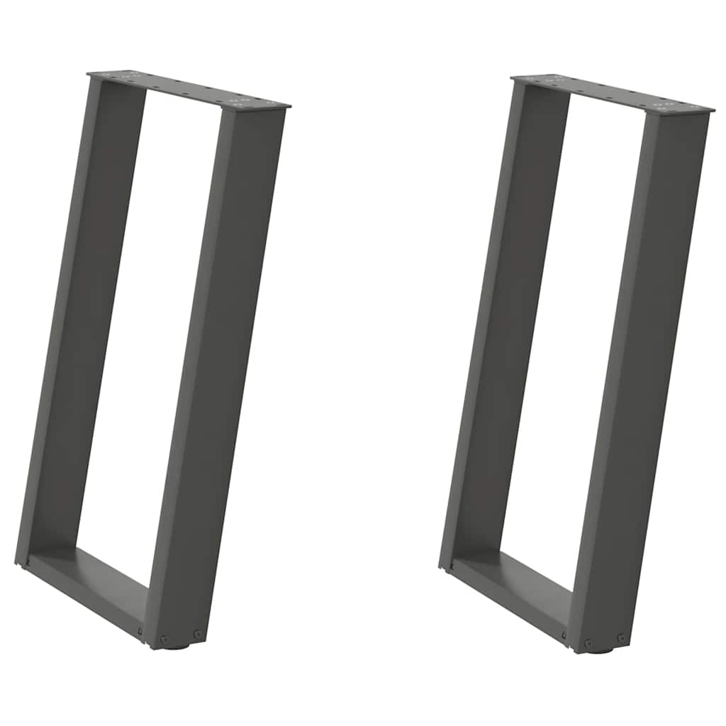 spisebordsben U-formet 2 stk. antracit 50x(72-73) cm stål
