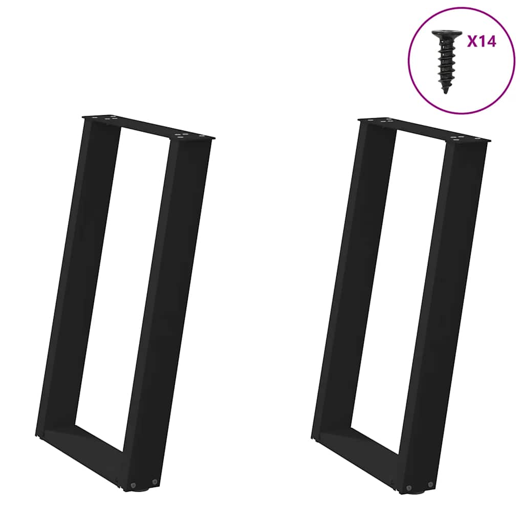spisebordsben U-formet 2 stk. sort 60 x (72-73) cm stål