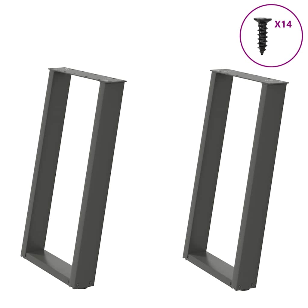 spisebordsben U-formet 2 stk. antracit 60 x (72-73) cm stål