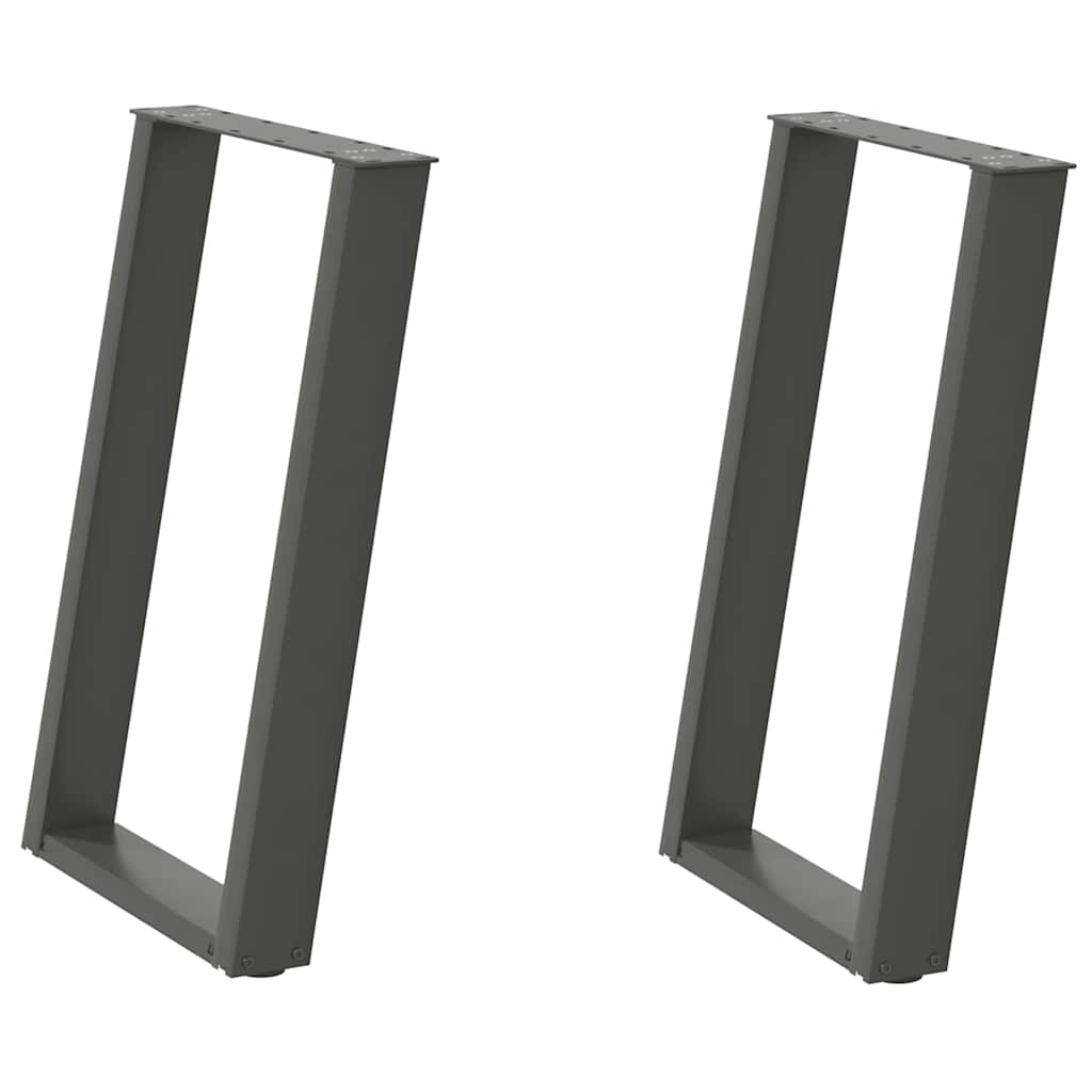 spisebordsben U-formet 2 stk. antracit 60 x (72-73) cm stål