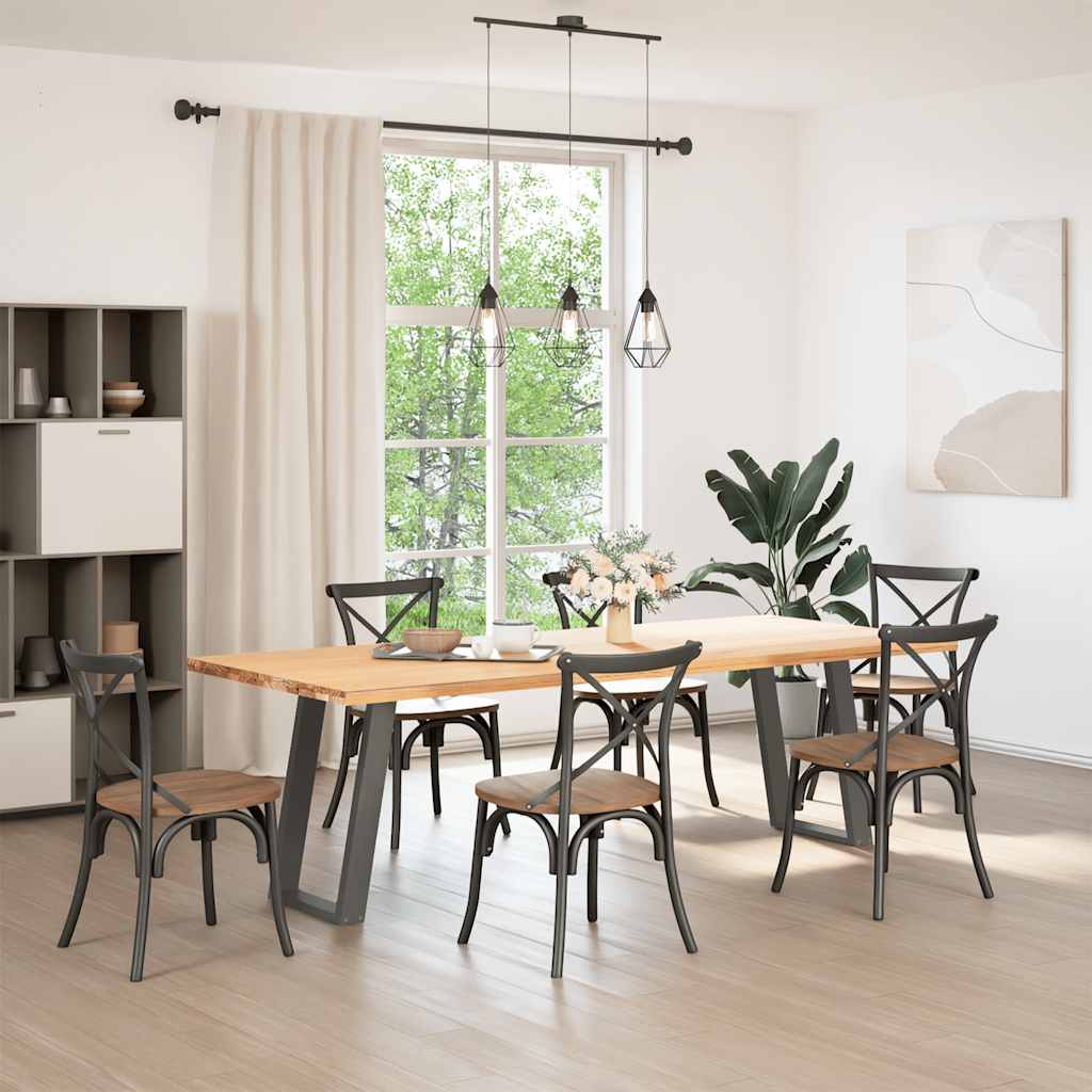 spisebordsben U-formet 2 stk. antracit 60 x (72-73) cm stål