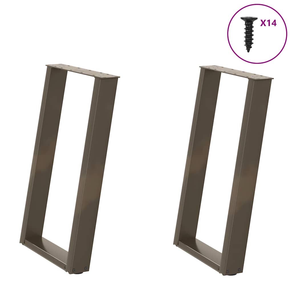spisebordsben U-formet 2 stk. naturstål 60 x (72-73) cm stål
