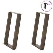 spisebordsben U-formet 2 stk. naturstål 60 x (72-73) cm stål