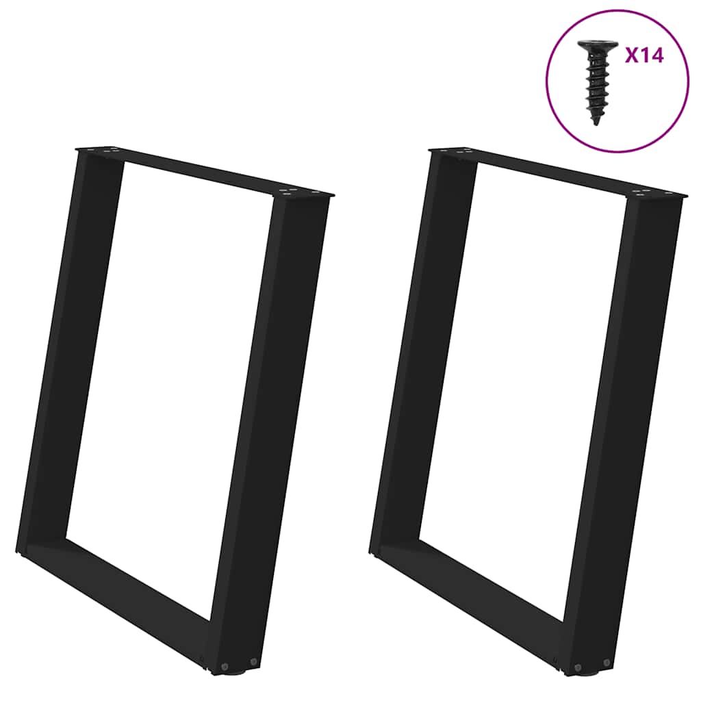 spisebordsben U-formet 2 stk. sort 70 x (72-73) cm stål