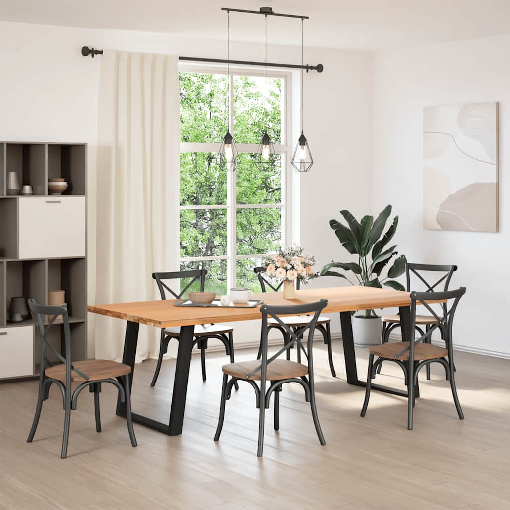 spisebordsben U-formet 2 stk. sort 70 x (72-73) cm stål