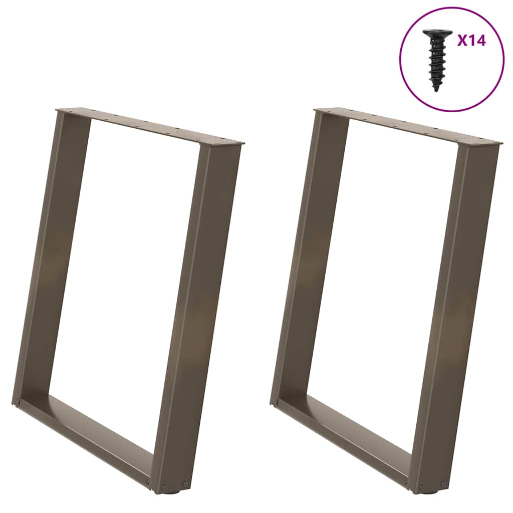 spisebordsben U-formet 2 stk. naturstål 70x(72-73) cm stål