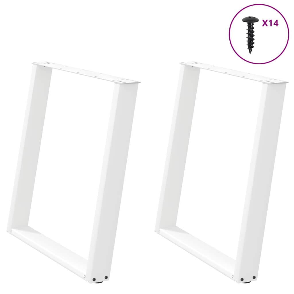 spisebordsben U-formet 2 stk. hvid 80x(72-73) cm stål
