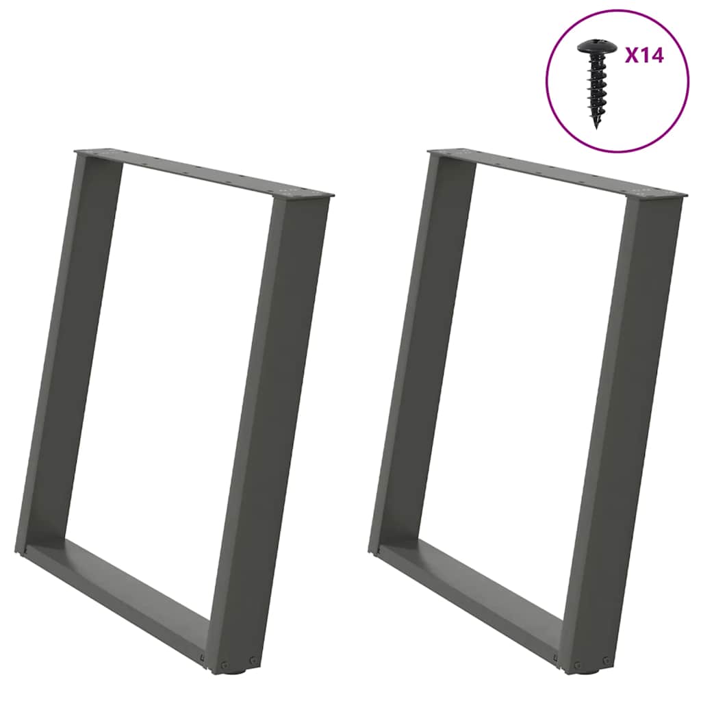 spisebordsben U-formet 2 stk. antracit 80x(72-73) cm stål