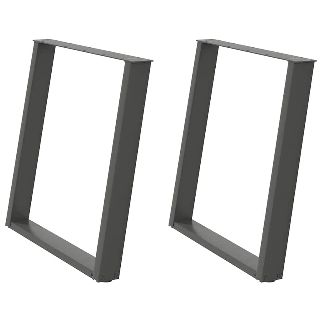 spisebordsben U-formet 2 stk. antracit 80x(72-73) cm stål