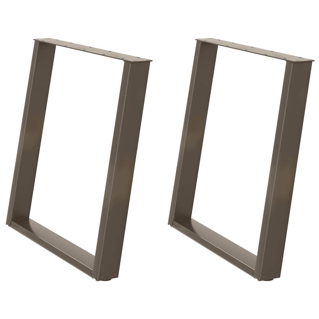 spisebordsben U-formet 2 stk. naturstål 80x(72-73) cm stål