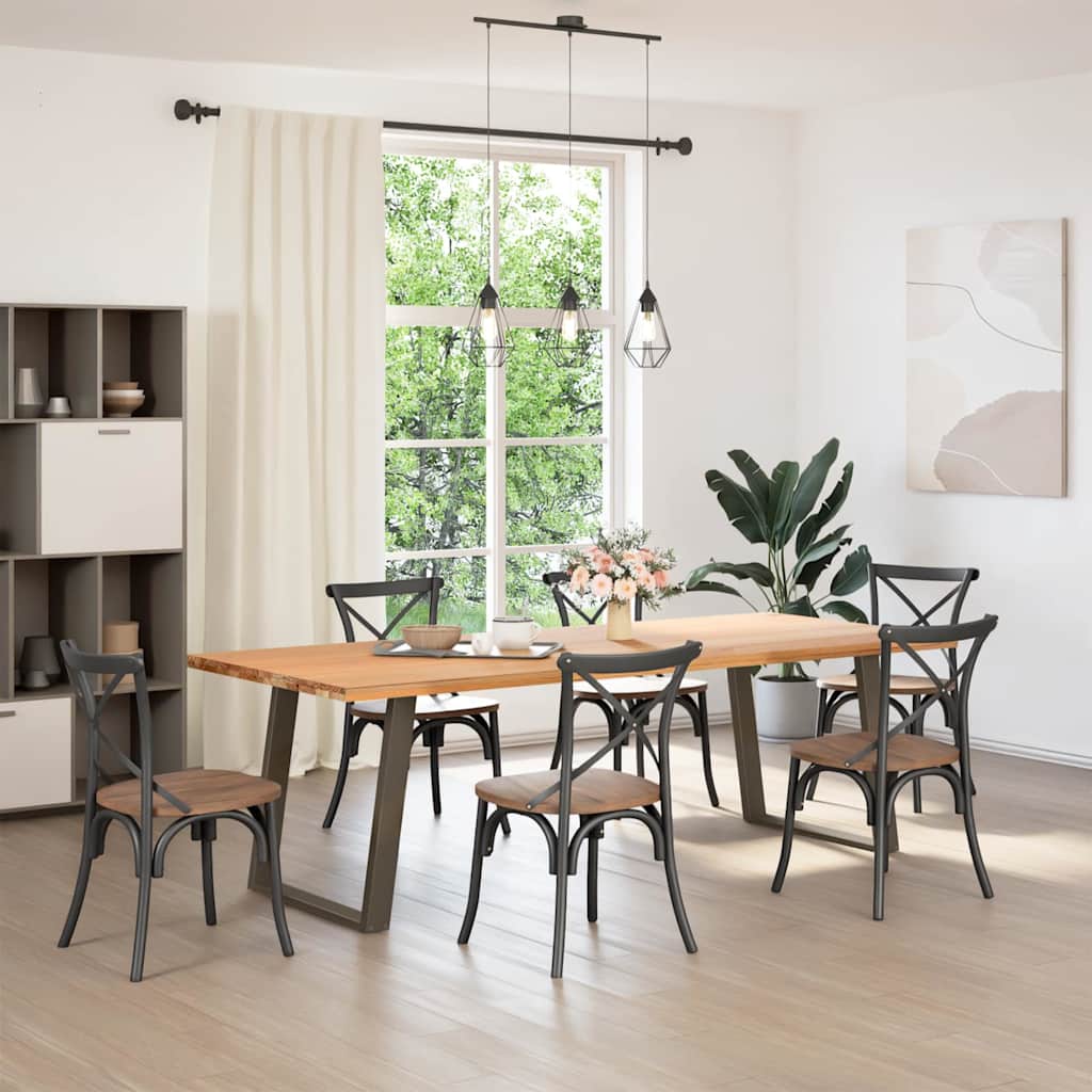 spisebordsben U-formet 2 stk. naturstål 80x(72-73) cm stål