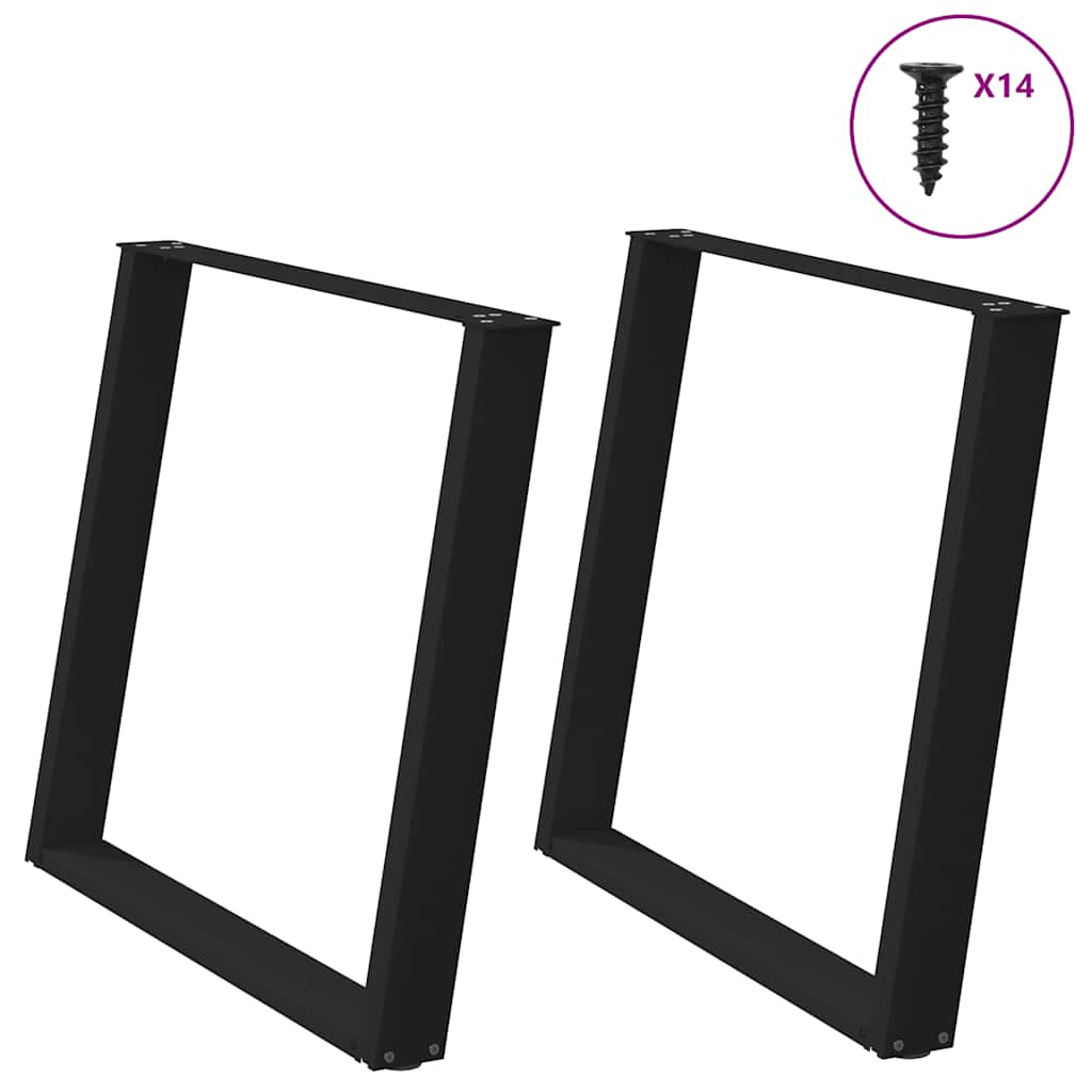 spisebordsben U-formet 2 stk. sort 100x(72-73) cm stål