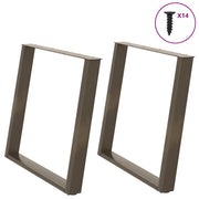 spisebordsben U-formet 2 stk. naturstål 100x(72-73) cm stål