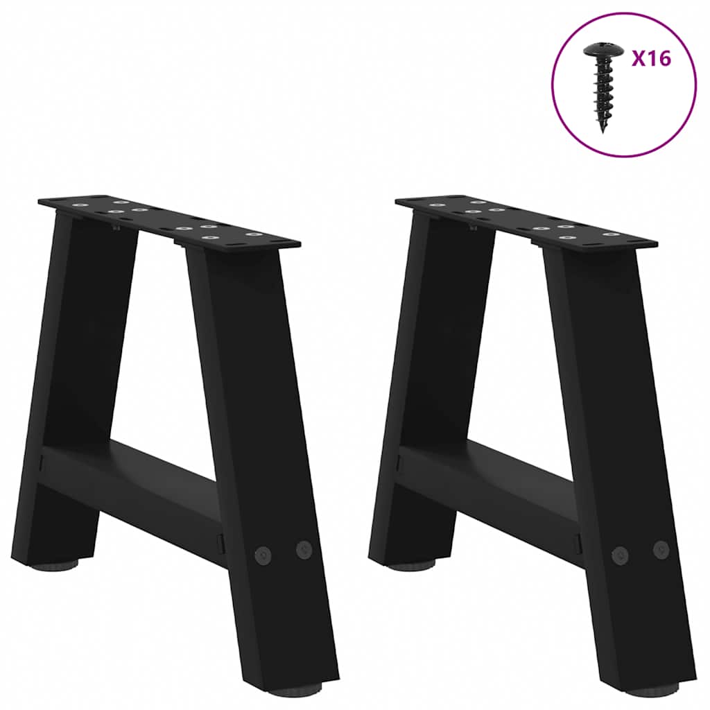 sofabordsben A-formet 2 stk. sort 30x(30-31) cm stål