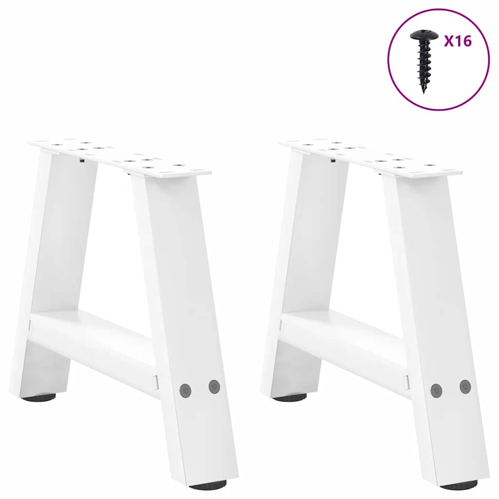 sofabordsben A-formet 2 stk. hvid 30x(30-31) cm stål