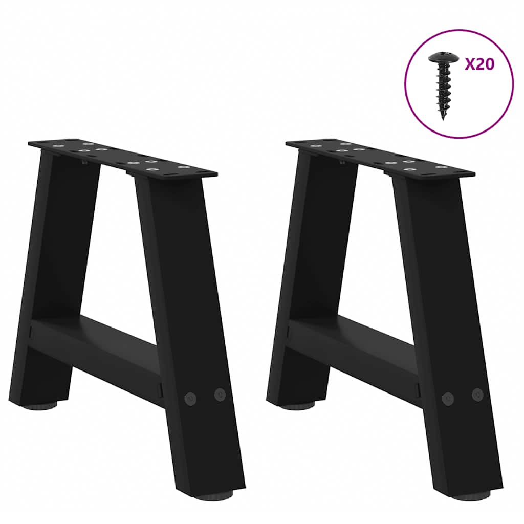 sofabordsben A-formet 2 stk. sort 40x(30-31) cm stål