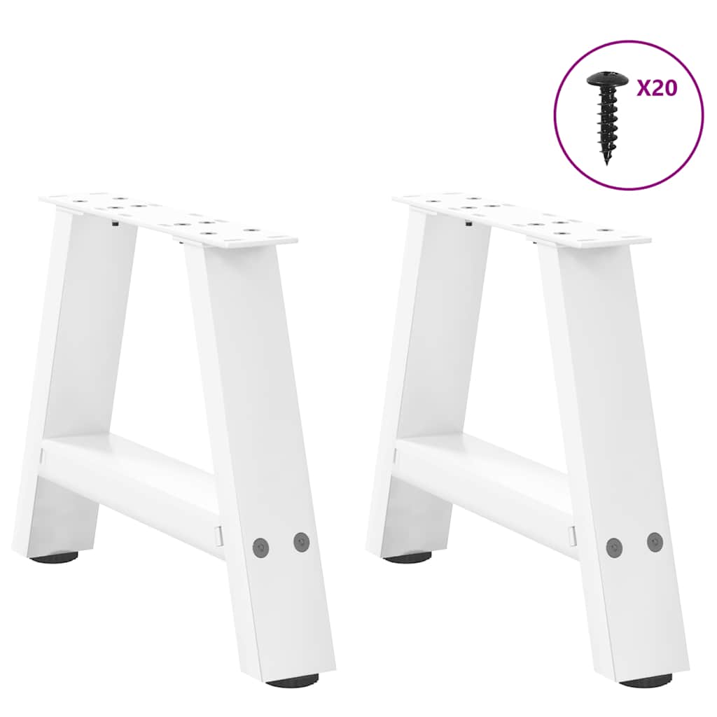 sofabordsben A-formet 2 stk. hvid 40x(30-31) cm stål