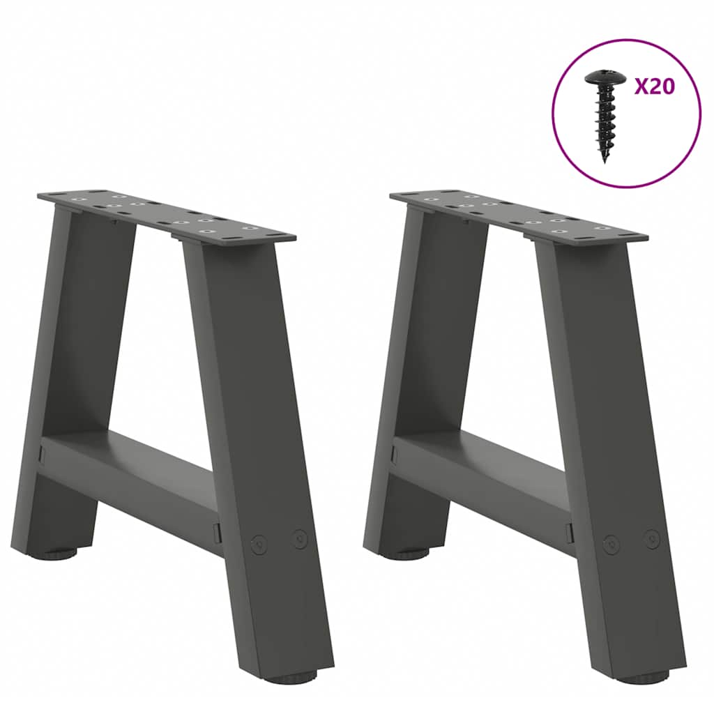 sofabordsben A-formet 2 stk. antracit 40x(30-31) cm stål