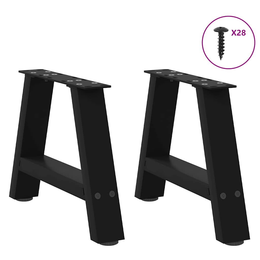 sofabordsben A-formet 2 stk. sort 50x(30-31) cm stål