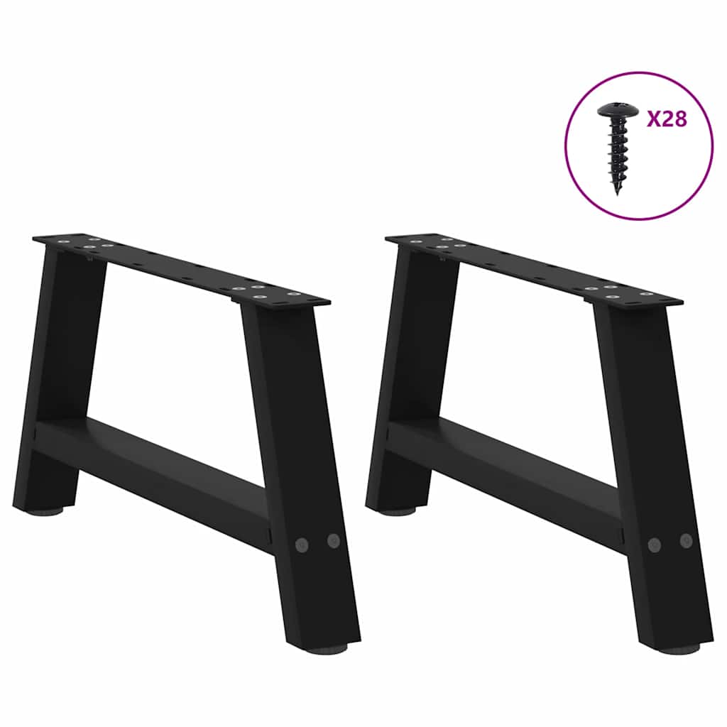 sofabordsben A-formet 2 stk. sort 70 x (30-31) cm stål