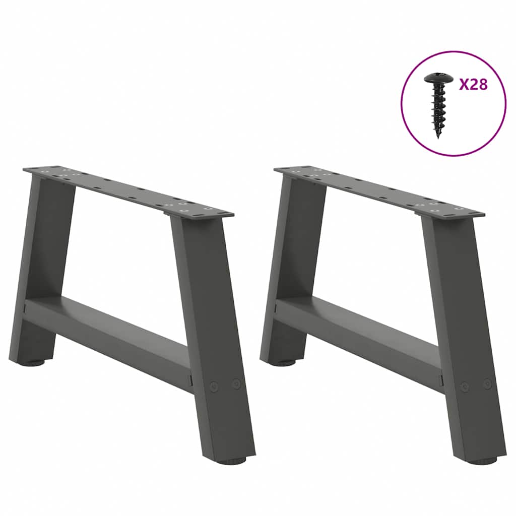 sofabordsben A-formet 2 stk. antracit 70x(30-31) cm stål