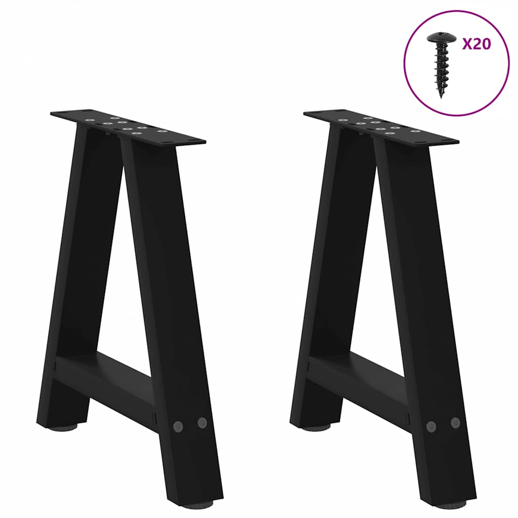 sofabordsben A-formet 2 stk. sort 50x(42-43) cm stål